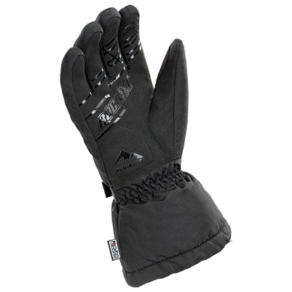 Black waterproof winter glove with insulated gauntlet cuff